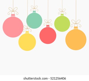 Christmas colorful balls ornaments card illustration