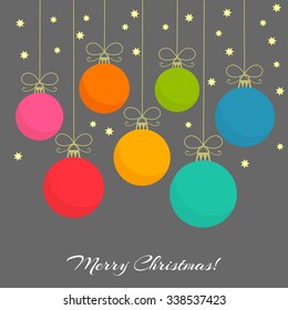Christmas colorful baubles background. Vector illustration
