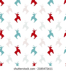 Christmas Colorful Deer Silhouette Vector Seamless Pattern can be use for background and apparel design