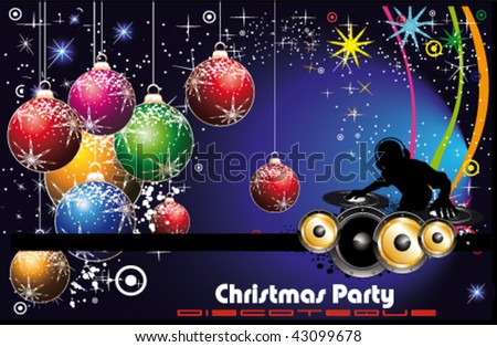 christmas colorful disco party flyer background stock vector