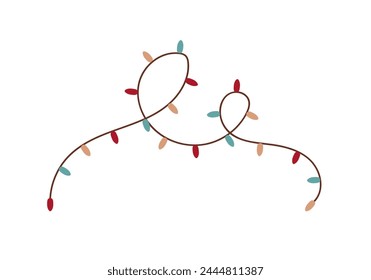 Christmas colorful garland. Winter holiday house decoration flat vector illustration