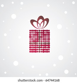 Christmas  colorful gift box on grey background. Vector illustration