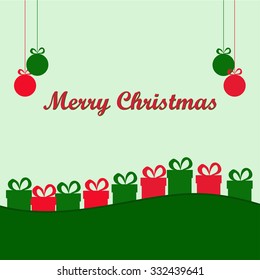 Christmas colorful greeting card and background with gifts