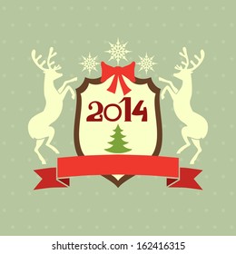 Christmas colorful heraldic crest with deers