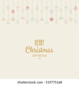 christmas colorful icon elements hanging background