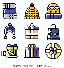 Christmas. Colorful Christmas icon pack and Christmas bundle.