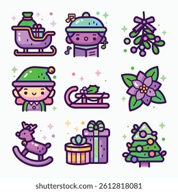 Christmas. Colorful Christmas icon pack and Christmas bundle.