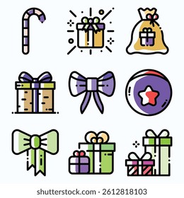 Christmas. Colorful Christmas icon pack and Christmas bundle.