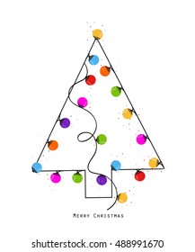 Christmas colorful light bulb new year greeting card