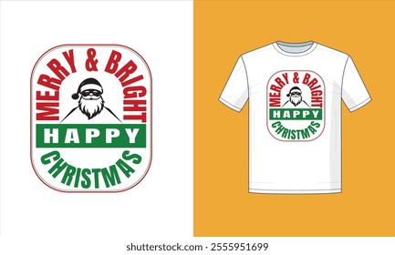 Christmas colorful merry and bright t-shirt