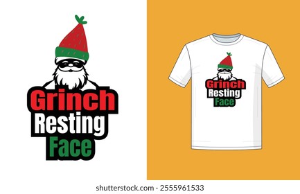 Christmas colorful Resting Grinch Face t-shirt, Christmas Gift,  Christmas T-shirt, Ready to print, Modern, simple, lettering, tree, T-shirt Design Template