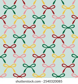 Christmas colorful ribbons seamless pattern.  for prints, posters, wrapping paper,backgrounds, wallpaper, scrapbooking, textile, kids fashion, stationary