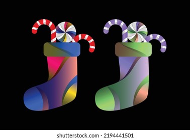 Christmas colorful stocking vector design template, Christmas decorations