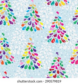 Christmas colorful tree. Christmas and New Year background. Winter background. Holiday seamless pattern.