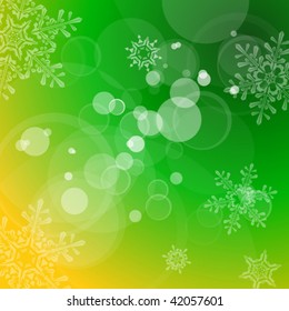 Christmas colorful vector background, lens flares & snowflakes