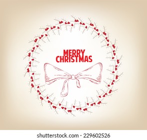 christmas colorful wreath with red mistletoe berries