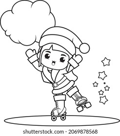 Christmas coloring book with cute girl