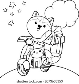 Christmas coloring book with cute husky_15

