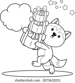 Christmas coloring book with cute husky_29