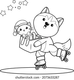 Christmas coloring book with cute husky_38