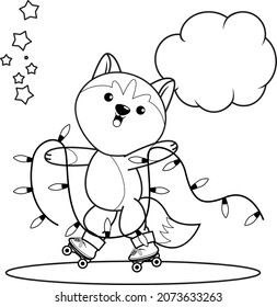 Christmas coloring book with cute husky_41