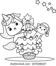 Christmas coloring book with cute unicorn_48