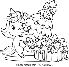 Christmas coloring book with cute unicorn_7