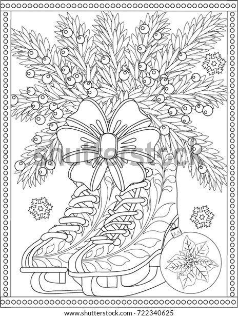 Christmas Coloring Book Page Stock Vector (Royalty Free) 722340625