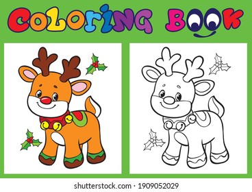 Christmas Coloring. Cartoon Vector Illustration. Illustration and vector outline - A4 paper ready to print.