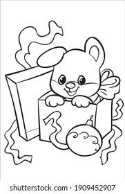 Christmas Coloring. Cartoon Vector Illustration. Illustration and vector outline - A4 paper ready to print.