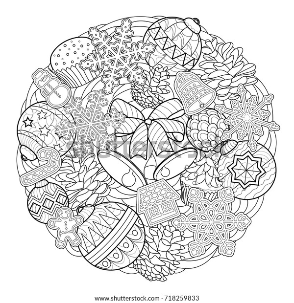 Christmas Coloring Page Stock Vector (Royalty Free) 718259833
