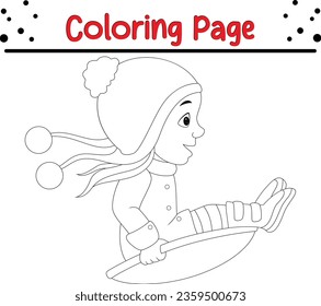 Christmas coloring page for children. Black and white vector illustration for coloring book