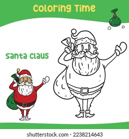 Christmas coloring page. Cute and funny cartoon characters. Coloring page for preschool children. Vector illustration. 