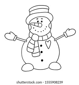 Christmas Coloring Page Santa’s Friend Snowman
