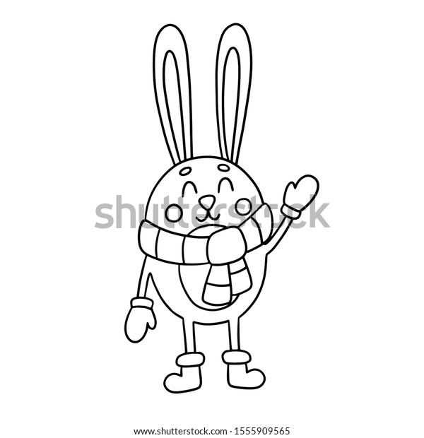 christmas coloring page friends bunny stock vector royalty