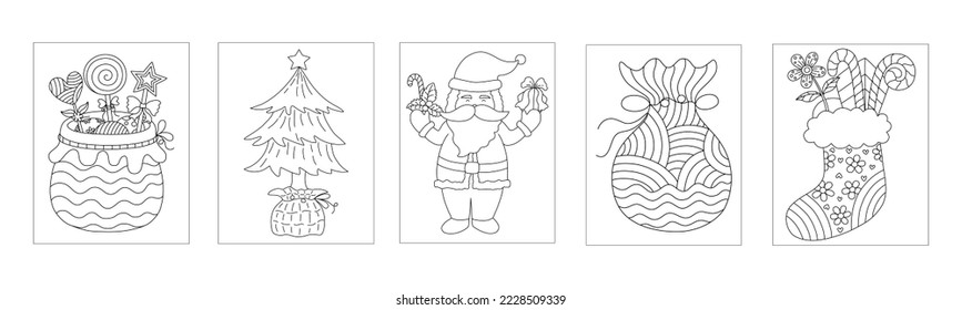 Weihnachtsfarbensatz im Doodle-Stil für die Weihnachtsdekoration, Weihnachtsfarben, Kartendesign, Kinderkunst, Digitaldruck, Taschendesign, Scrapbook, Lehrermaterial und vieles mehr.