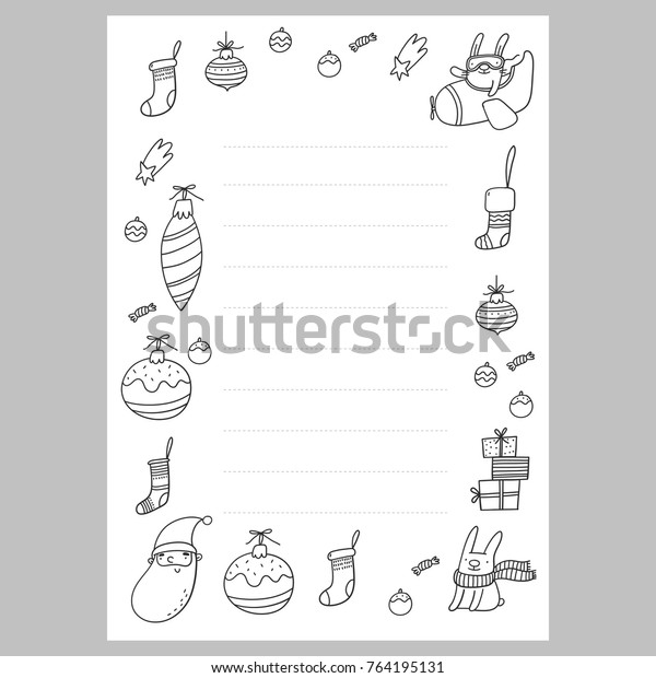 Christmas Coloring Page Christmas Wish List Stock Vector (Royalty Free) 764195131