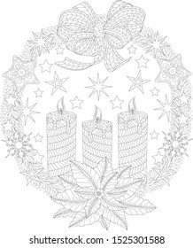 Christmas Coloring Pages Adults Stock Vector (Royalty Free) 1525301588