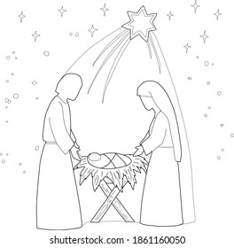 Christmas Coloring Pages | Book Christian religious illustration.