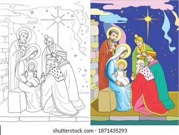 Christmas Coloring Pages | Book
Collection. Monochrome and color versions.