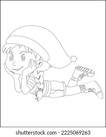 Christmas Coloring Pages Line Art Vector