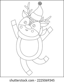 Christmas Coloring Pages Line Art Vector
