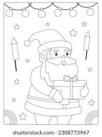 Christmas Coloring pages, Merry Christmas, Christmas Vector, Black and White