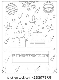 Christmas Coloring pages, Merry Christmas, Christmas Vector, Black and White