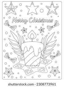 Christmas Coloring pages, Merry Christmas, Christmas Vector, Black and White