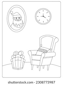 Weihnachtsfarbseiten, Frohe Weihnachten, Weihnachtsvektor, Schwarz und Weiß