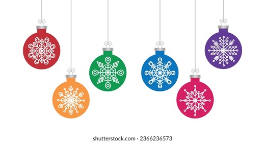 Christmas colourful balls hanging ornaments