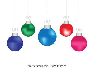 Christmas colourful balls hanging ornaments