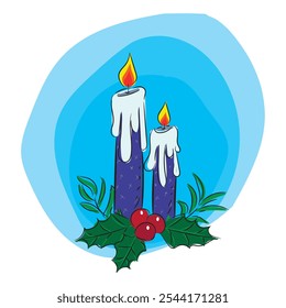 Christmas colourful candle set vector design. 