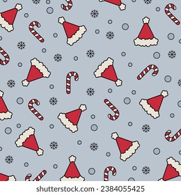 Christmas colourful pattern. Isolated background, vector illustration. Line art New Year